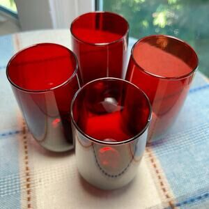Vintage Ruby Red Glass Tumblers Set of 4